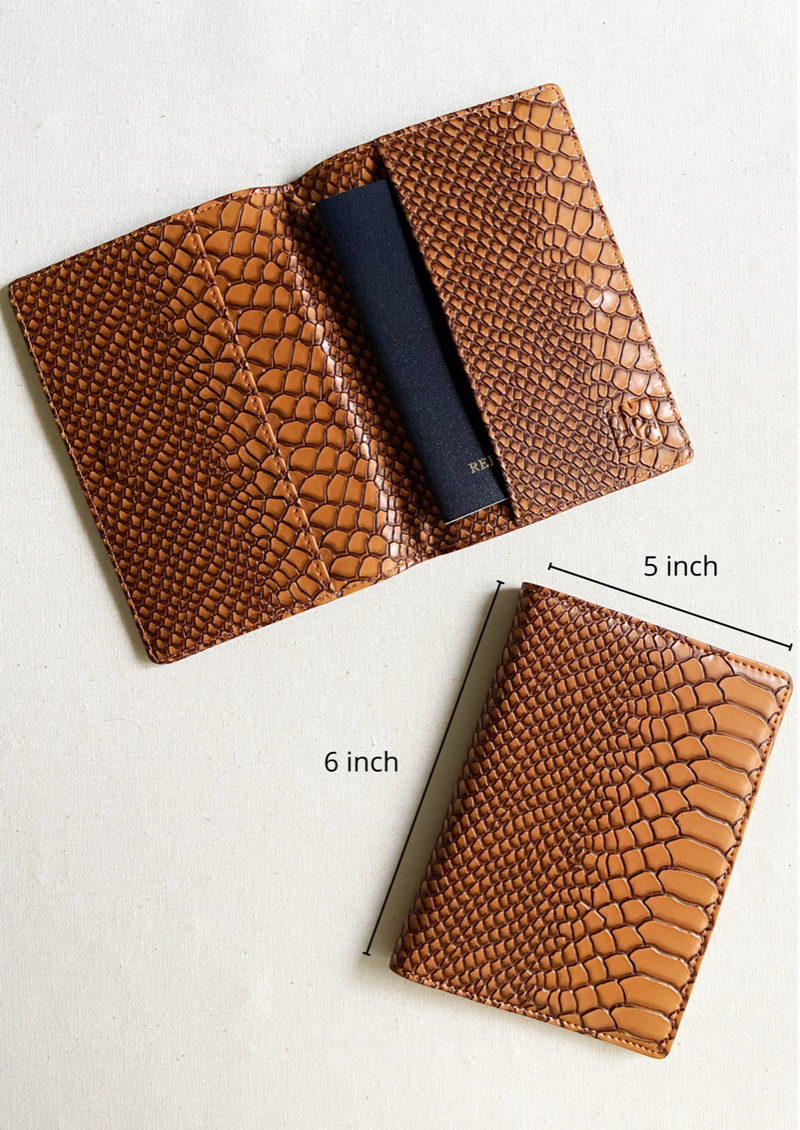 Personalised Dark Brown Croc Passport Cover