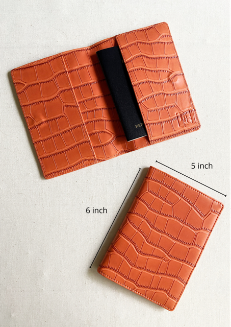 Customized Lilac Peach Croc Passport Cover