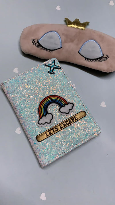 Personalised Light Blue Glitter Passport Cover