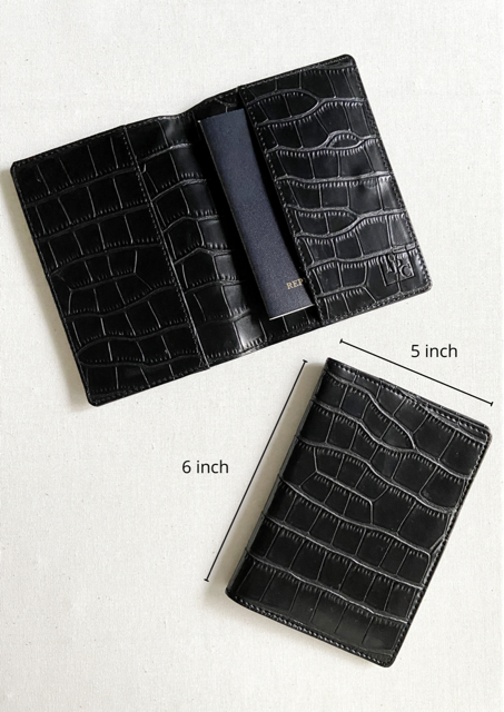 TPC Gifts | Black Big Croc Texture Passport Cover 2