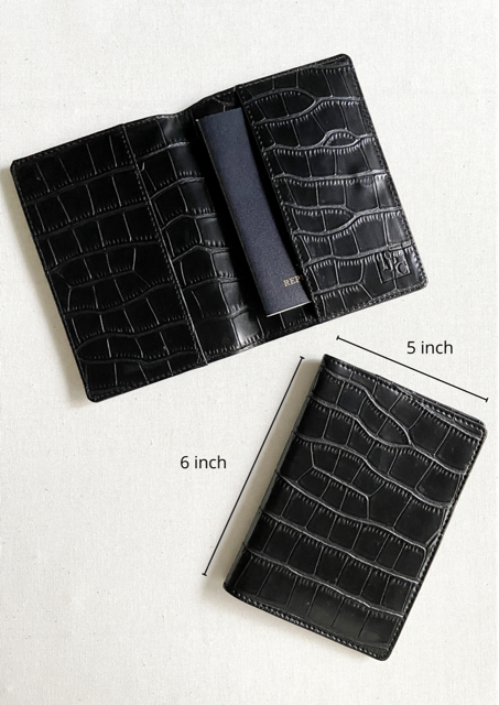 Personalised Couple Black &amp; Onion Pink Croc Passport Cover
