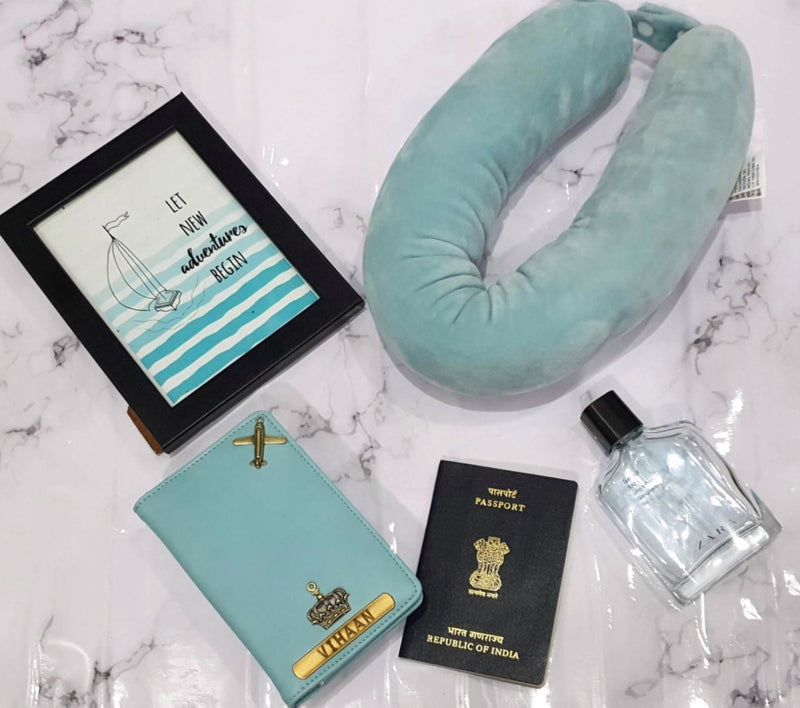 Personalised  Light Blue Passport Cover