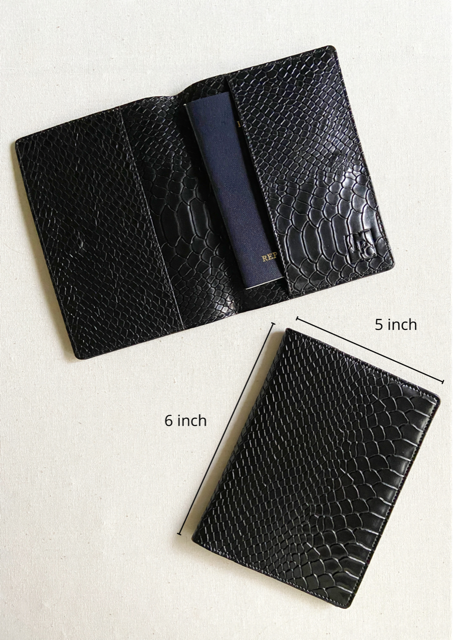 Personalised Black Croc Texture Passport Cover