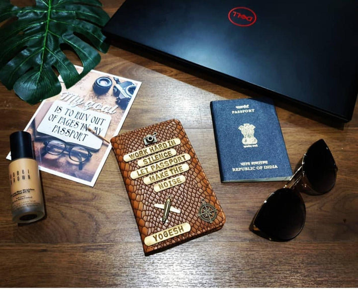 Personalised Dark Brown Croc Passport Cover