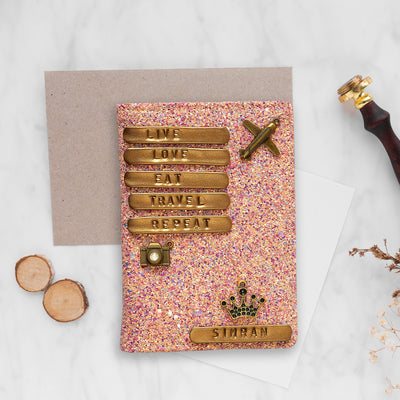 Personalised Dark Pink Glitter Passport Cover