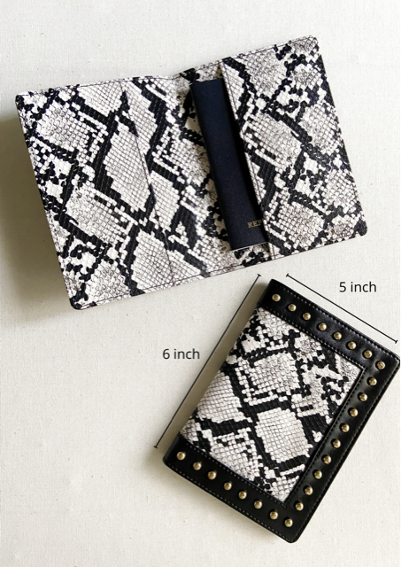 Inside view of Animal Print Passport Cover – Black & White with Stud Work
