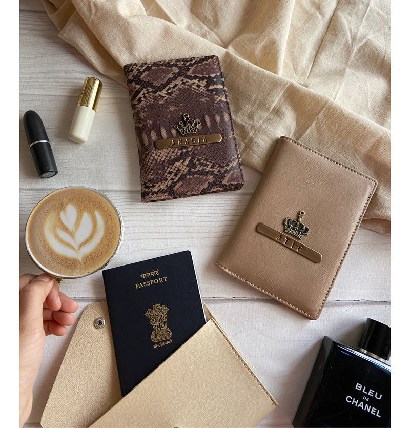 Personalised Animal Print & Beige Couple Passport Cover