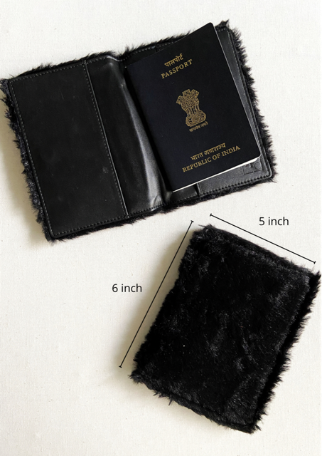 TPC Gifts | Black Fur Passport Cover with Pink Love Patch  3