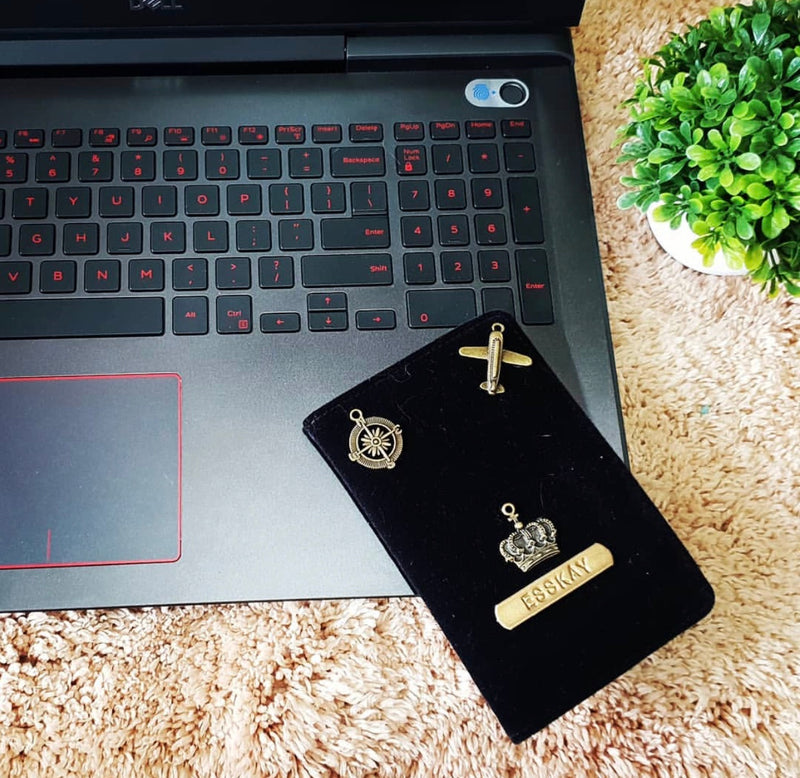 Personalised Black Velvet  Passport Cover