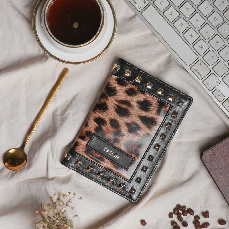 Cheetah Print With Stud Work Passport Cover