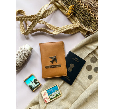 Personalised Tan Brown Passport Cover