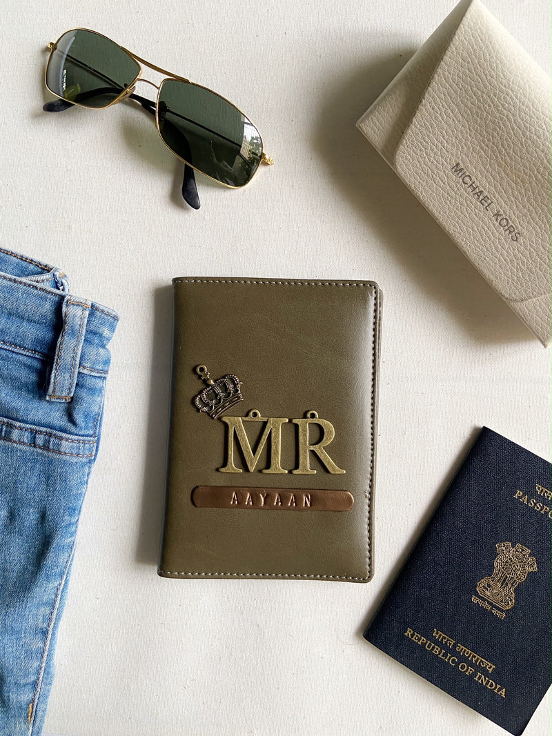 Customized Olive Green Passport Cover