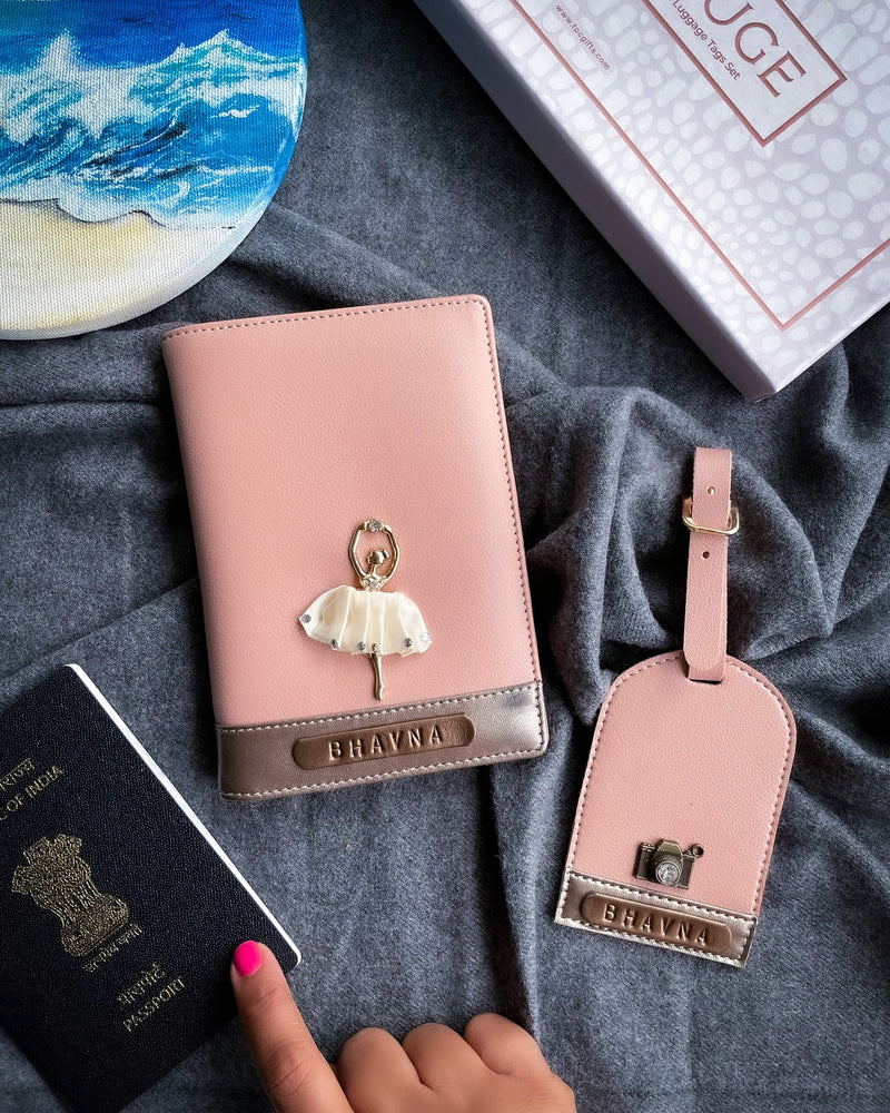 Personalised Passport Cover & Luggage Set - Pink and Rose Gold