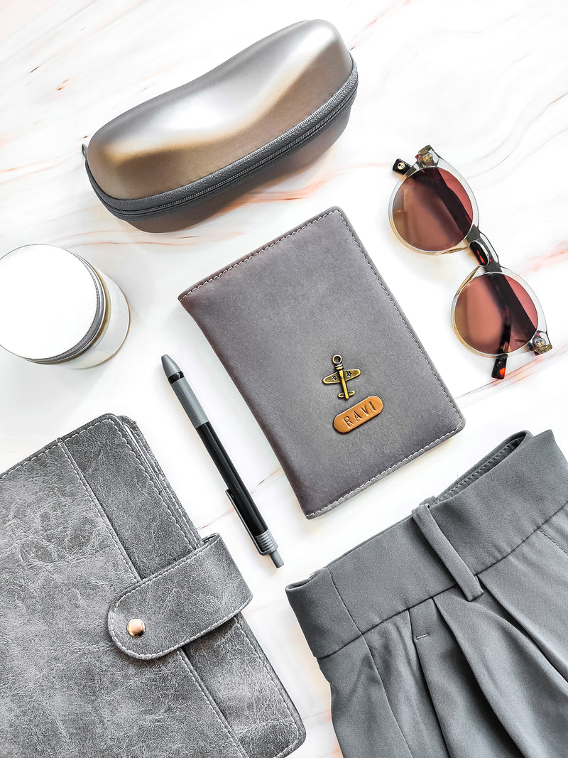 Classy Grey Vegan Leather Passport Cover