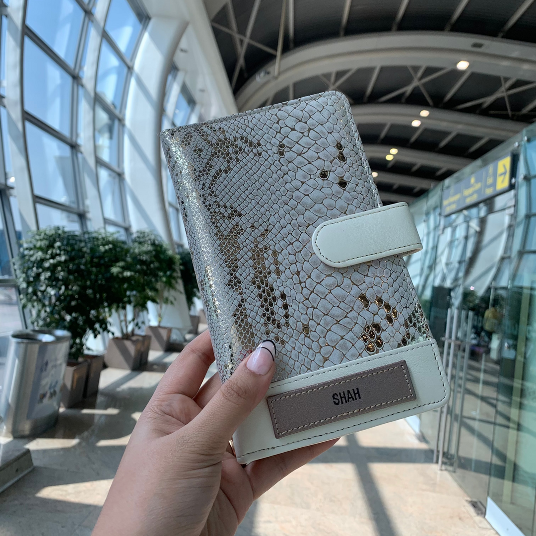 Golden Print Personalised Leather Travel Wallet