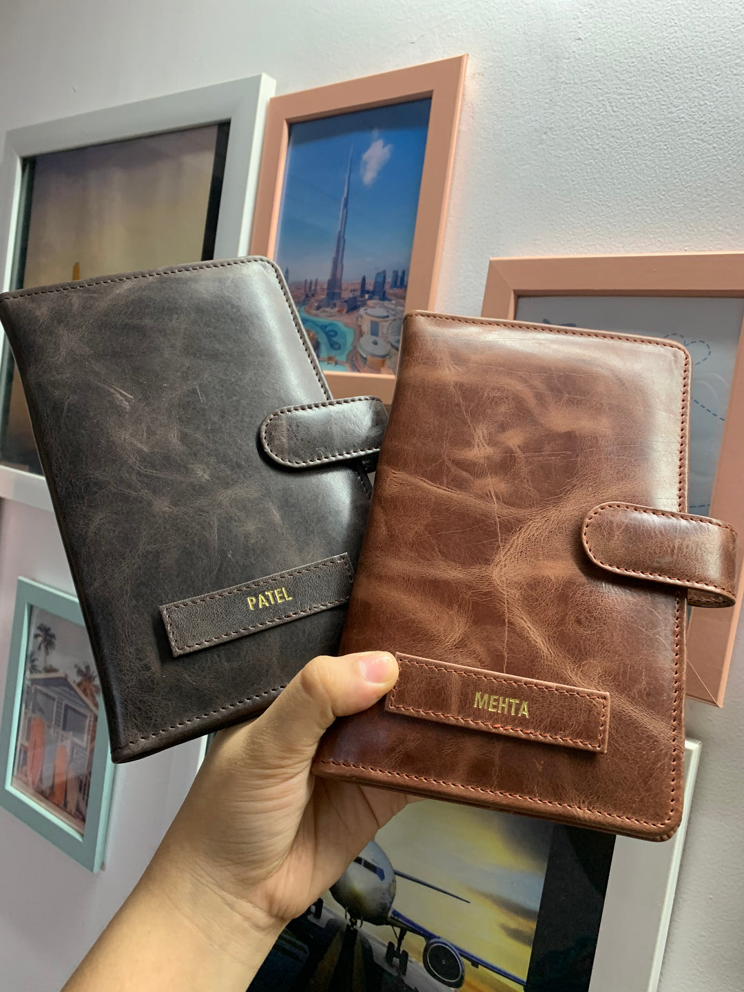 Mocha Vintage &amp; Almond Vintage Couple Travel Organizers