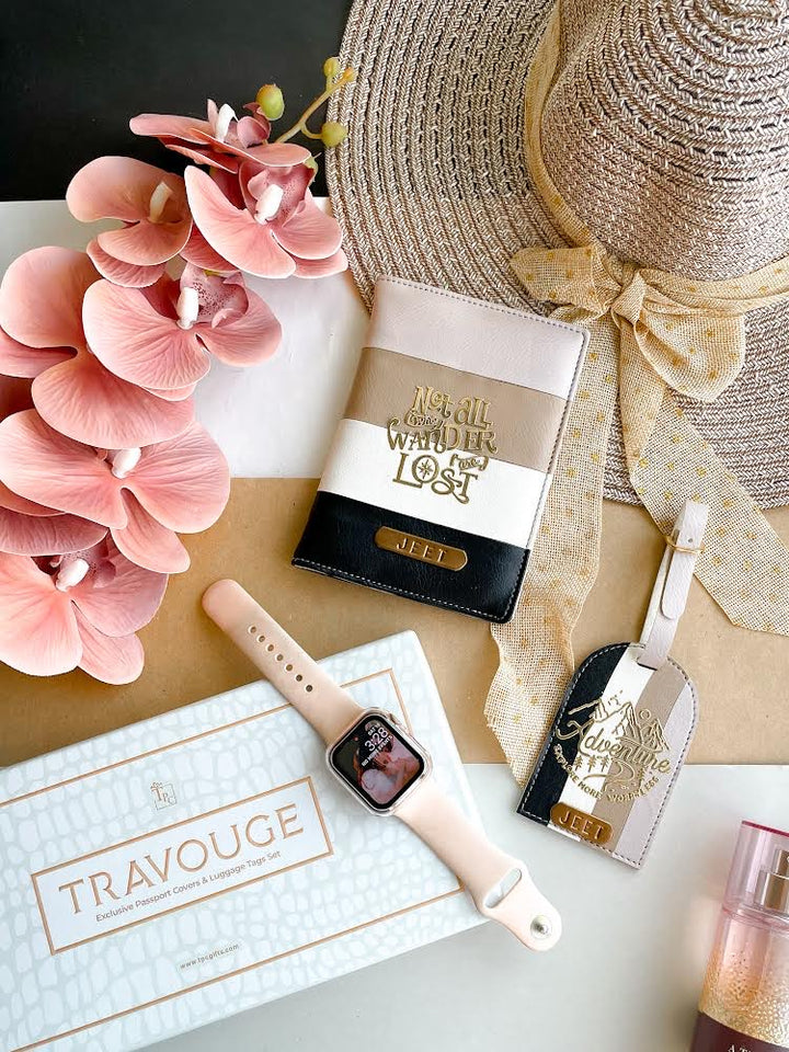 Multi Tone Passport Cover &amp; Luggage Tag Set