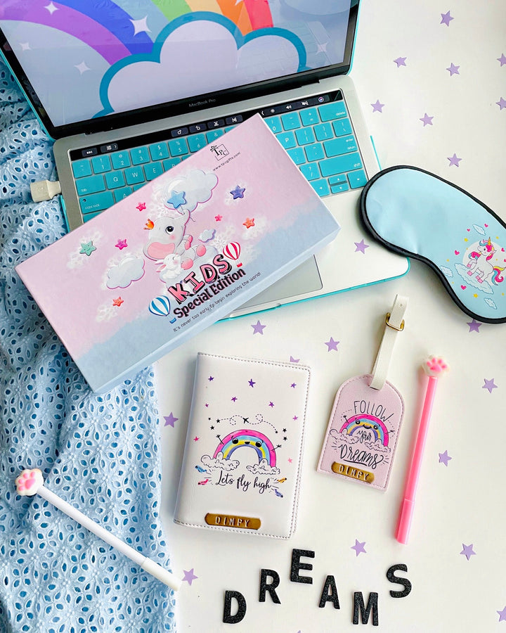 Fly High Passport Cover &amp; Follow Your Dreams Luggage Tag