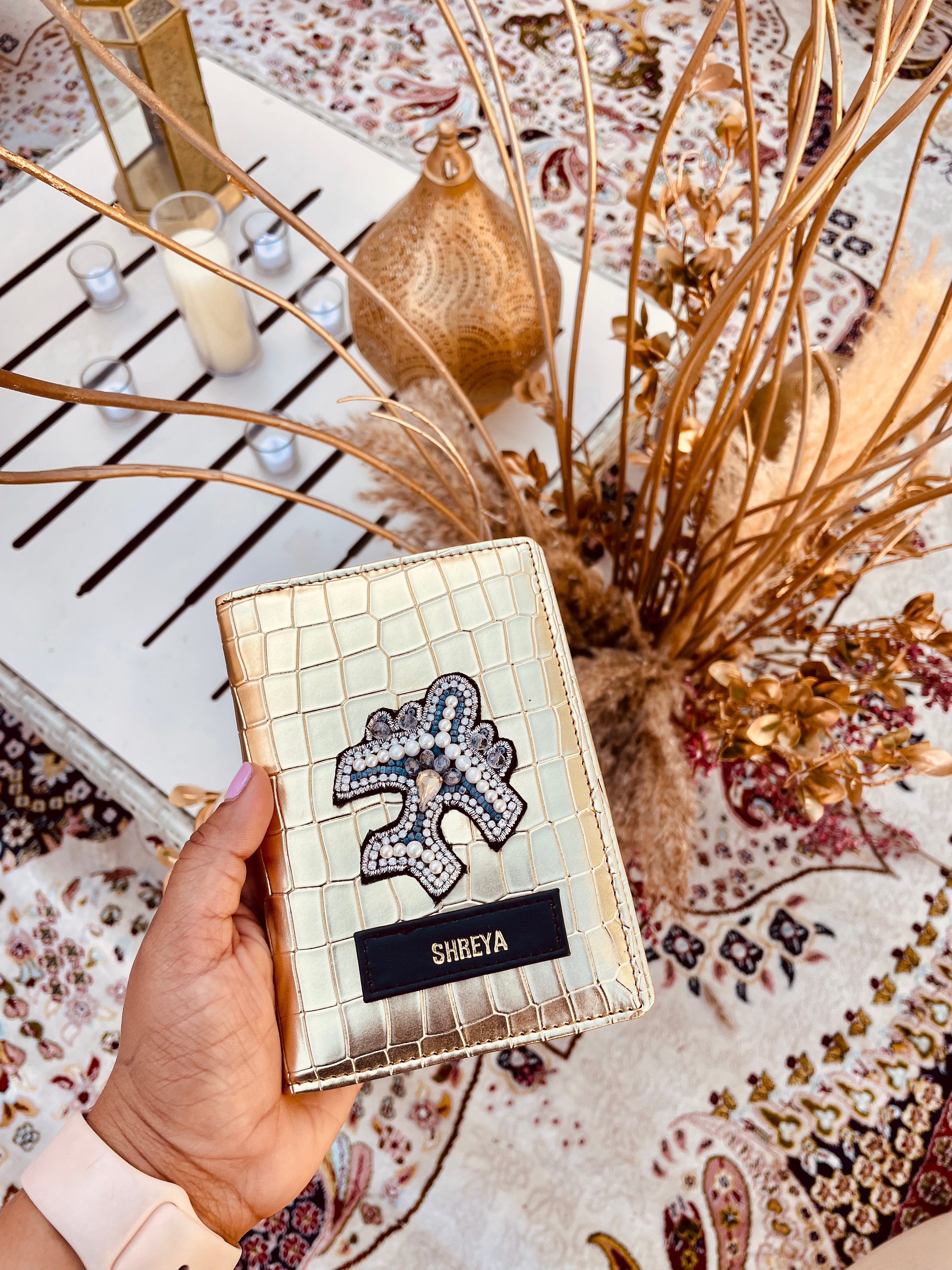 Designer Passport Cover Golden Croco TPC Gifts