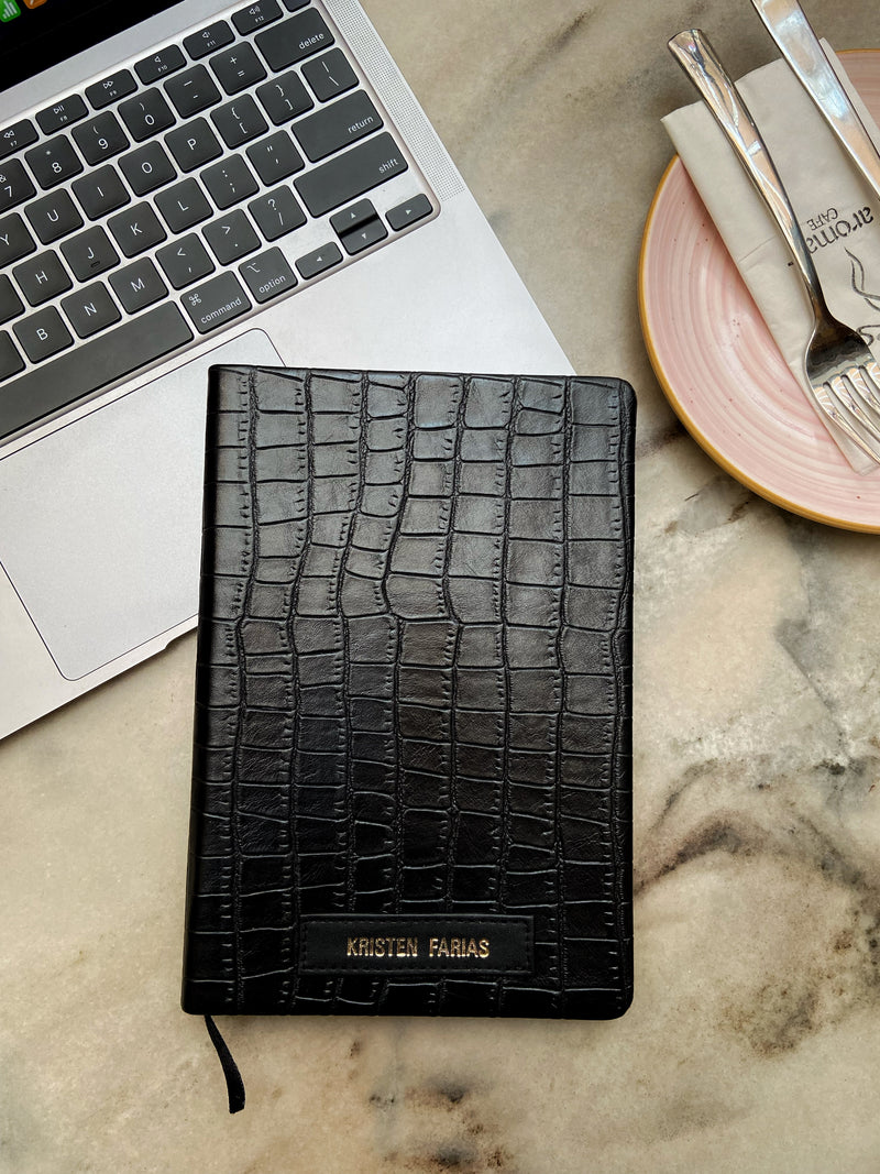 TPC Gifts Customised Diary Black Croco texture
