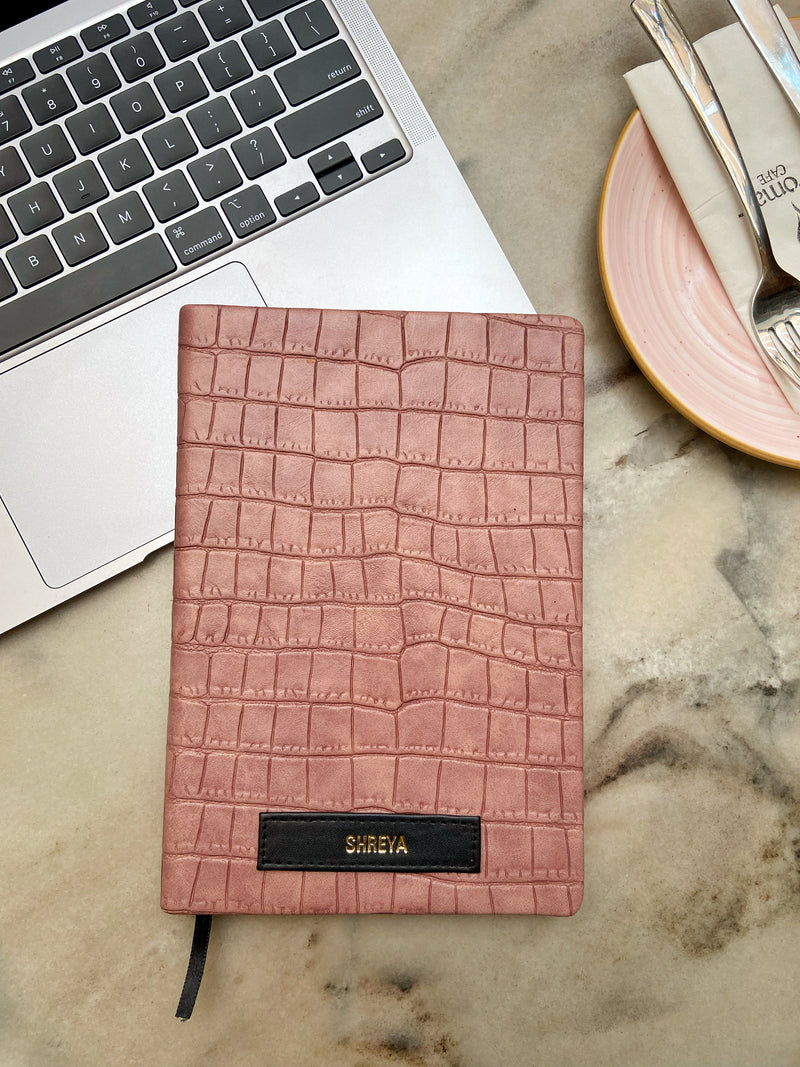 Customised Diary Onion Nude Pink Croco Texture