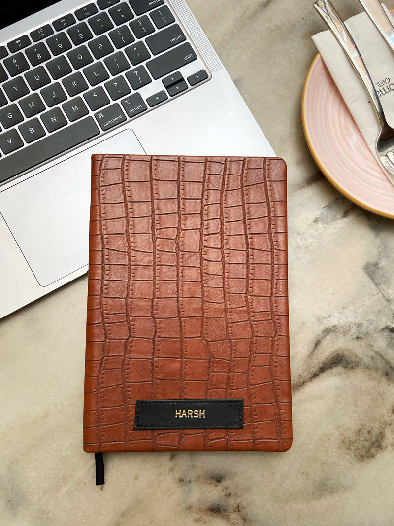 Customised Diary Brown Croco Texture
