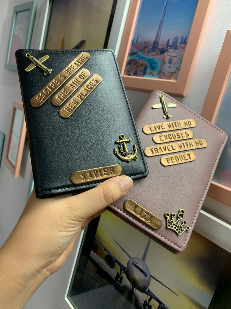 Personalised Black & Grape Couple Passport Cover