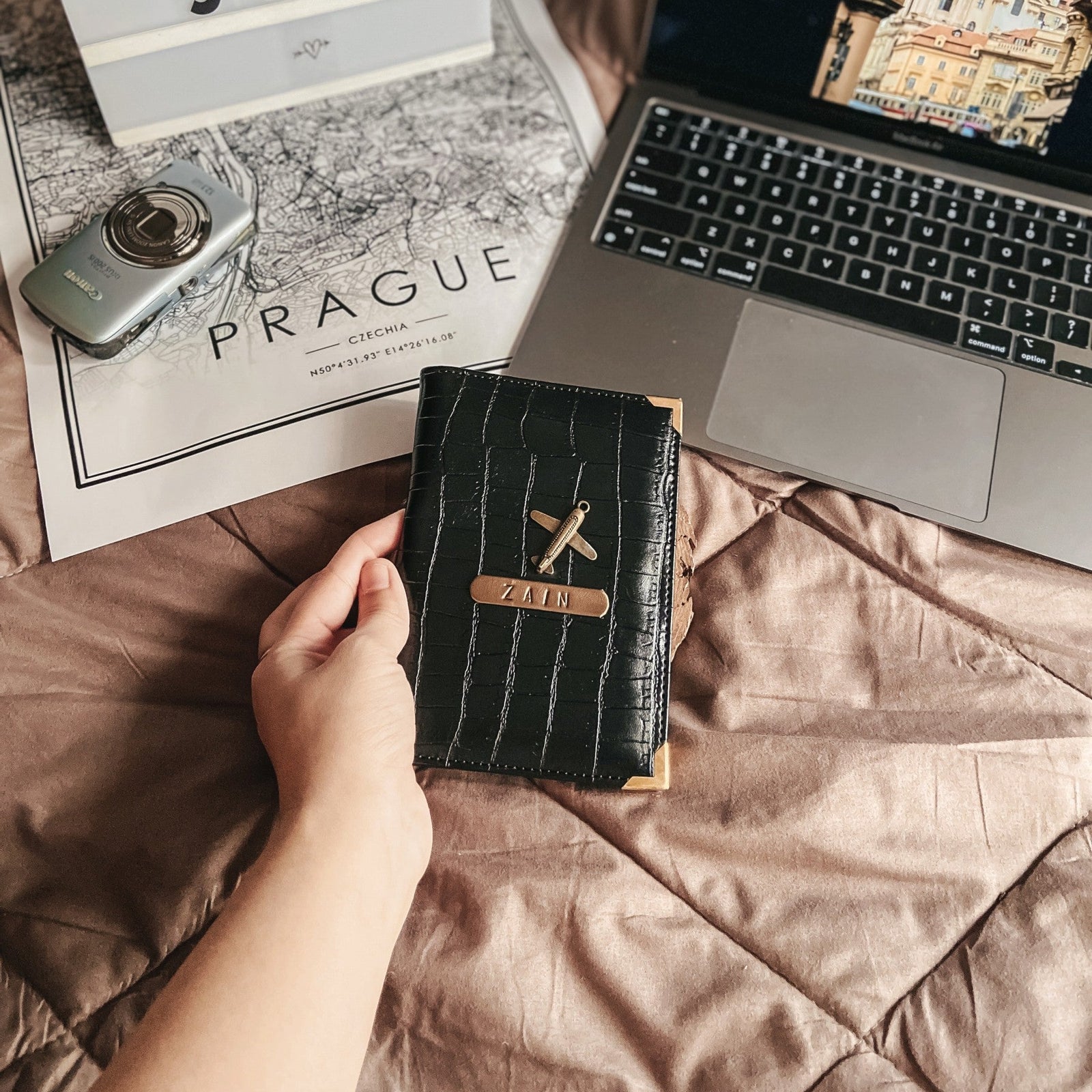 Personalized Passport Cover – Black Croco by TPC Gifts