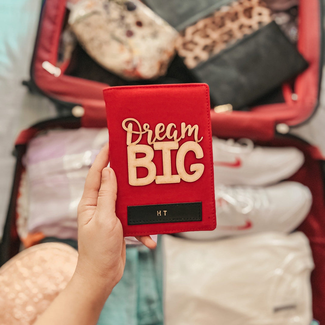 Personalised (Dream Big) Red Passport Cover