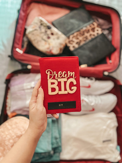 Personalised (Dream Big) Red Passport Cover