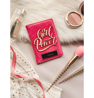 Personalised Pink Velvet Girl Power Passport Cover
