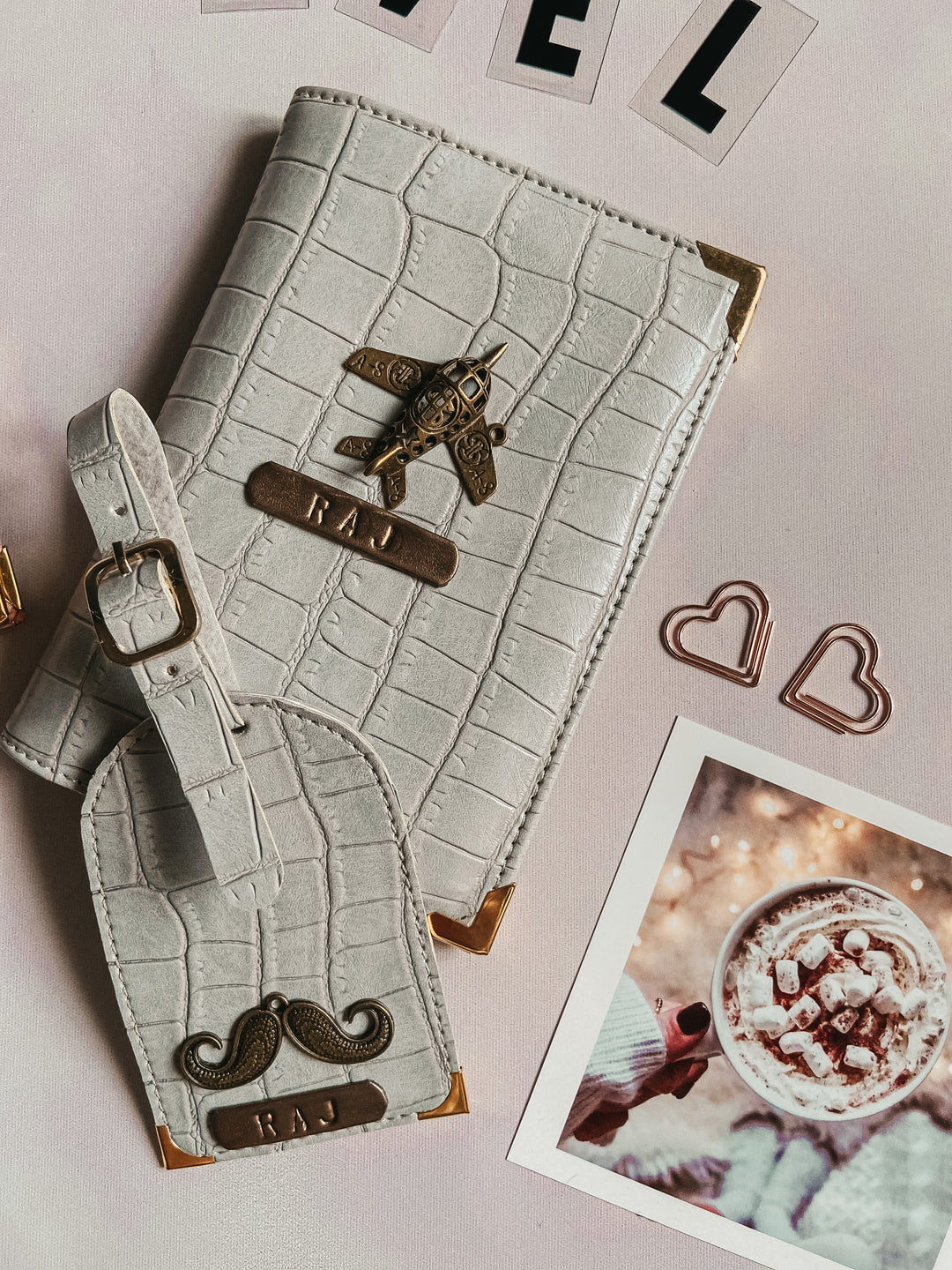 Croc Texture Passport Cover &amp; Luggage Tag