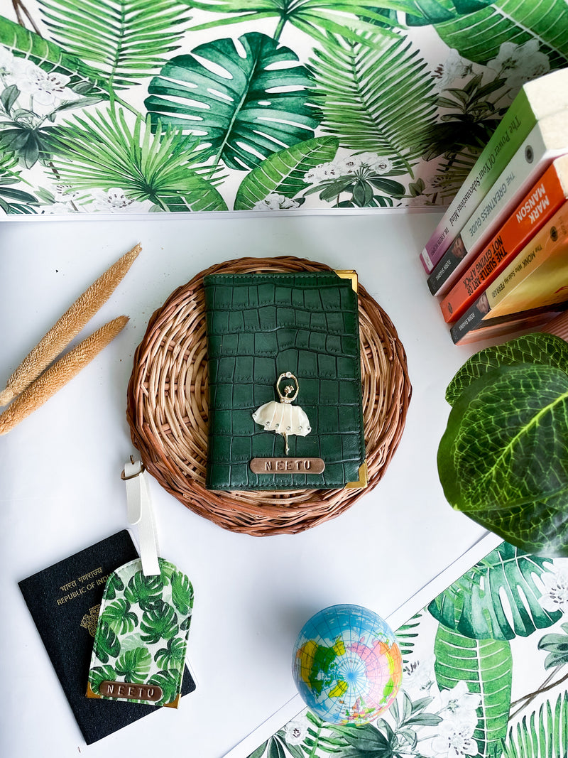Croco Passport Cover & Tropical Luggage Tag