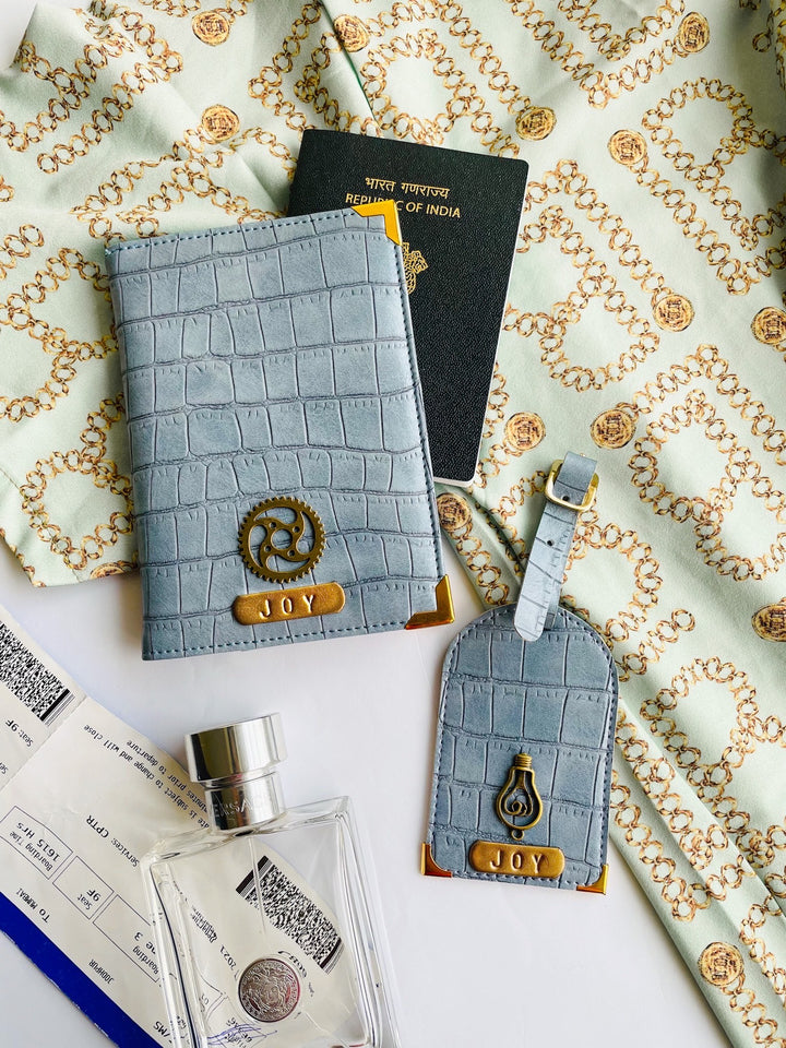 Croc Texture Passport Cover &amp; Luggage Tag