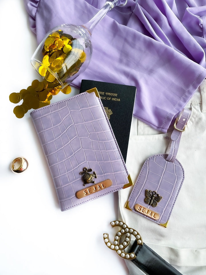 Croc Texture Passport Cover &amp; Luggage Tag