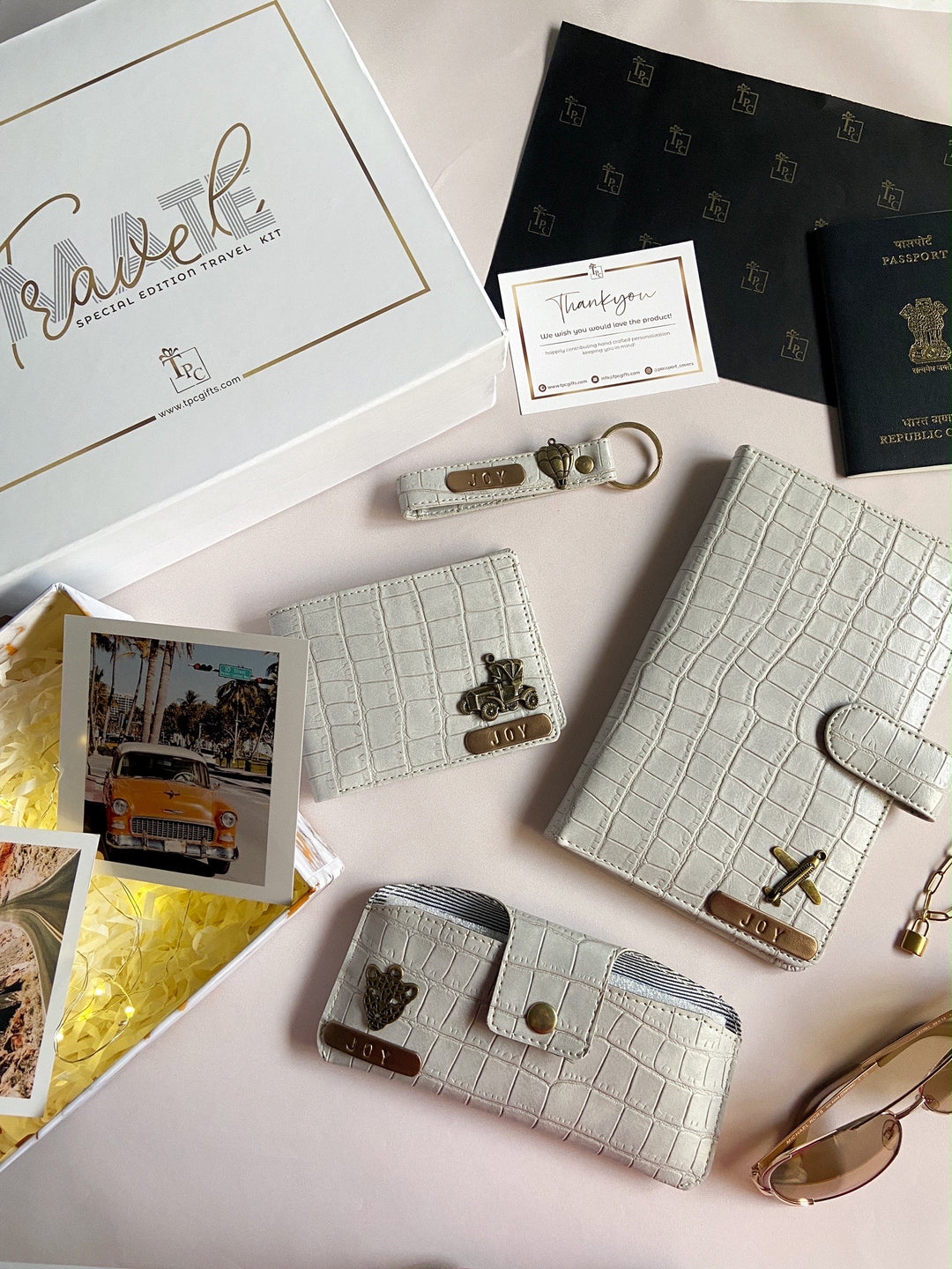 Premium Travel Hamper Croco Collection (Travel Organiser, Keychain, Sunglass Box &amp; Wallet)