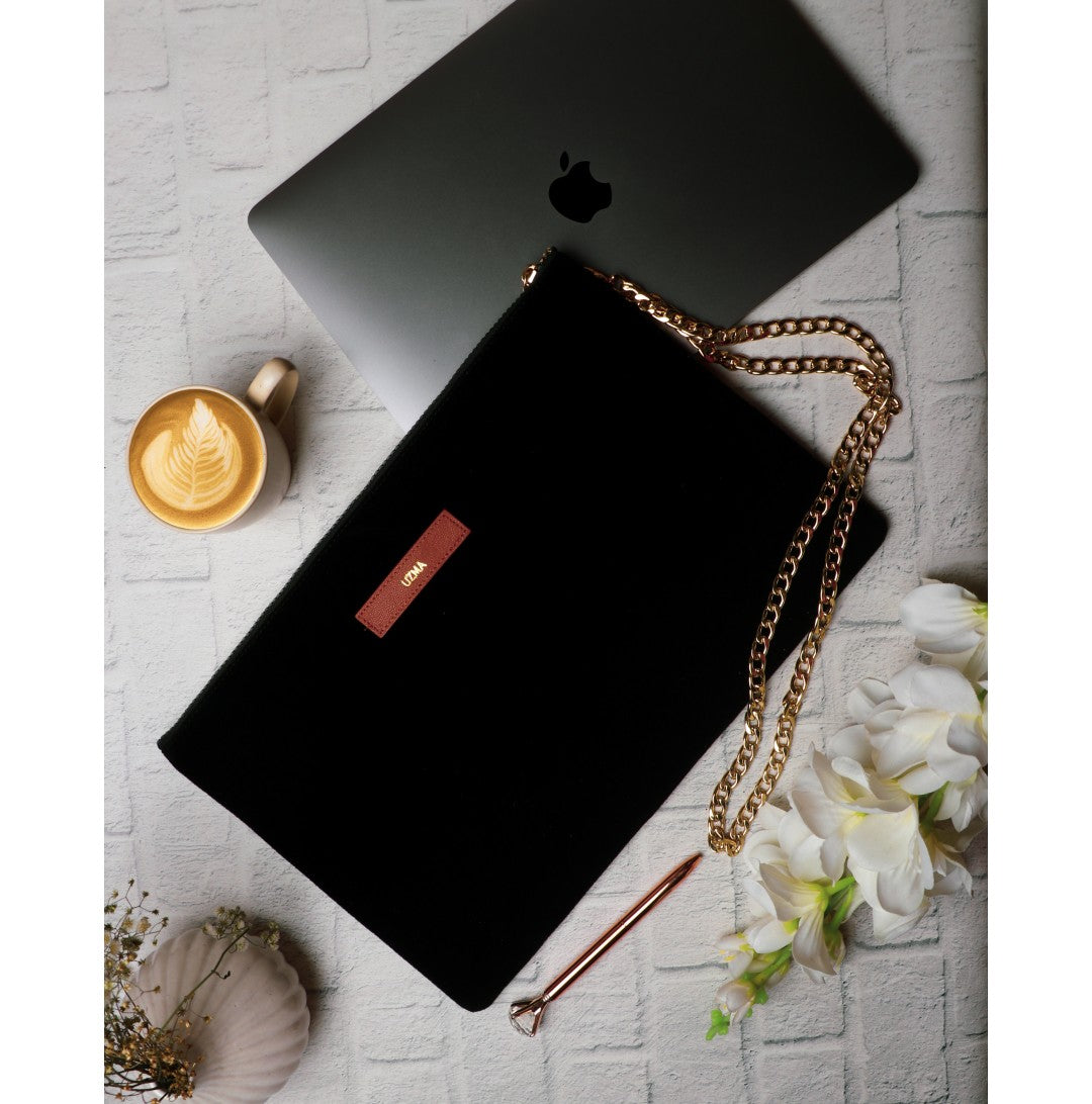 Suede Black Glam Laptop Sleeve