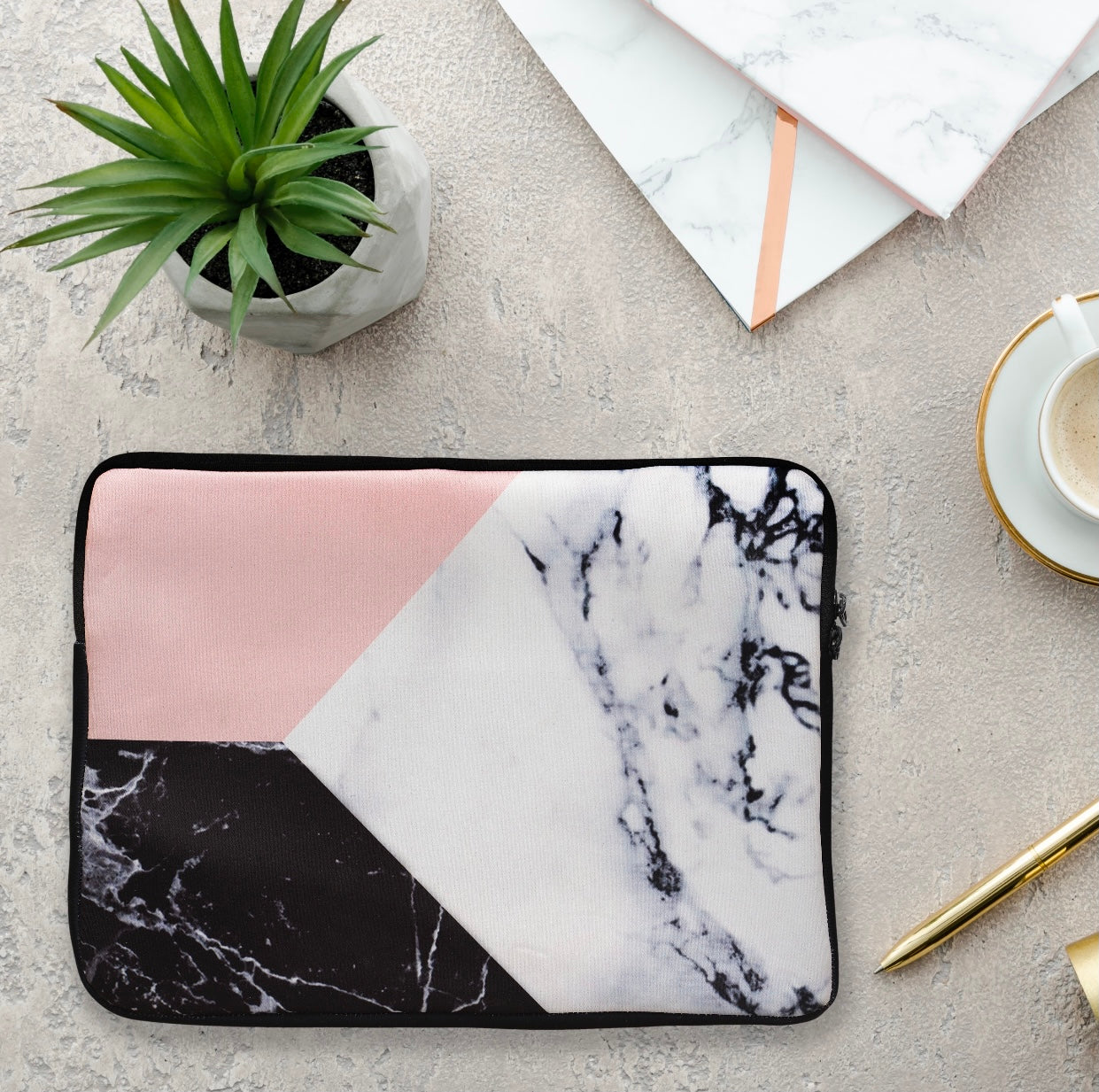 Tri Color Marbel look personalised laptop sleeve
