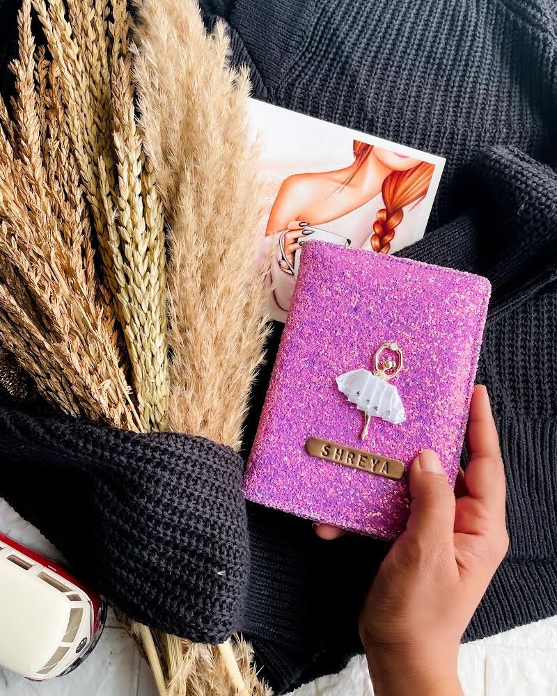 Purple blingastic Glitter Passport Cover