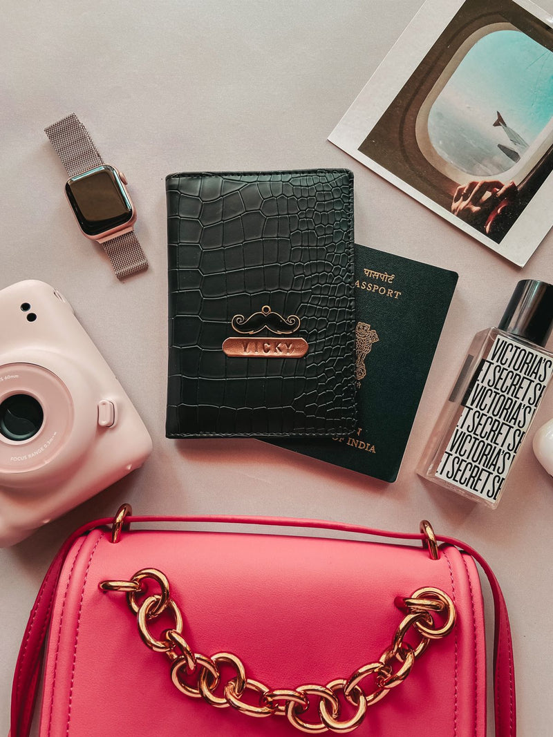 Personalised black matt snake Passport Cover