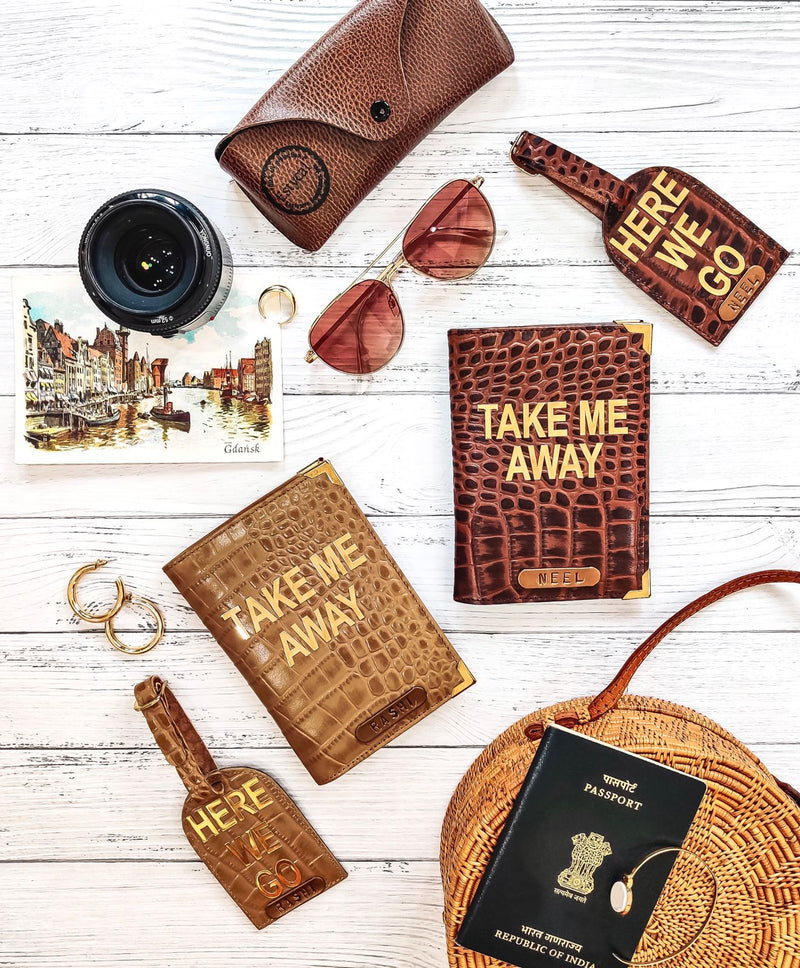Genuine Leather Passport Cover and Luggage Tag
