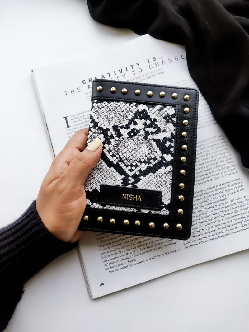 TPC Gifts | Black & White Animal Print With Stud Work Passport Cover 1