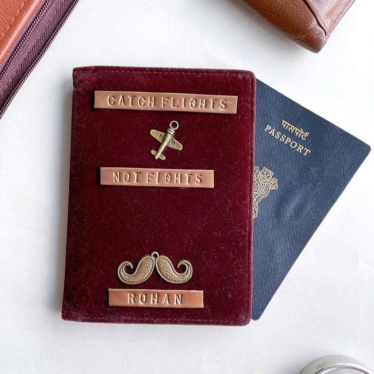 Personalised Passport Cover - Red Maroon Velvet Texture - TPC Gifts