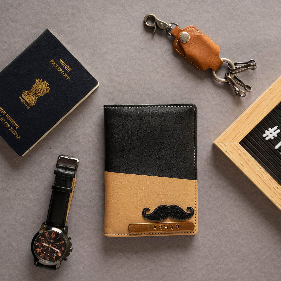 Personalised  Black &amp; Brown Passport Cover