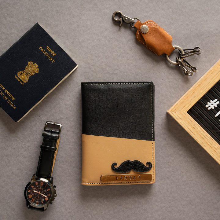 Personalised  Black &amp; Brown Passport Cover