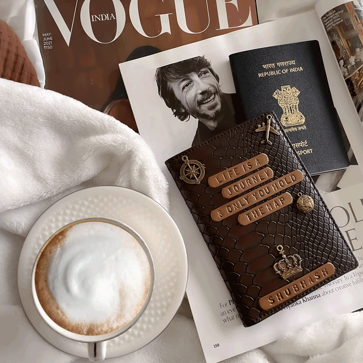 Personalised Passport Cover Men - Dark Brown Croco Texture - TPC Gifts