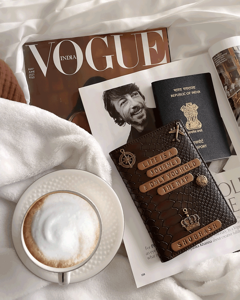 Personalised Passport Cover Men - Dark Brown Croco Texture - TPC Gifts