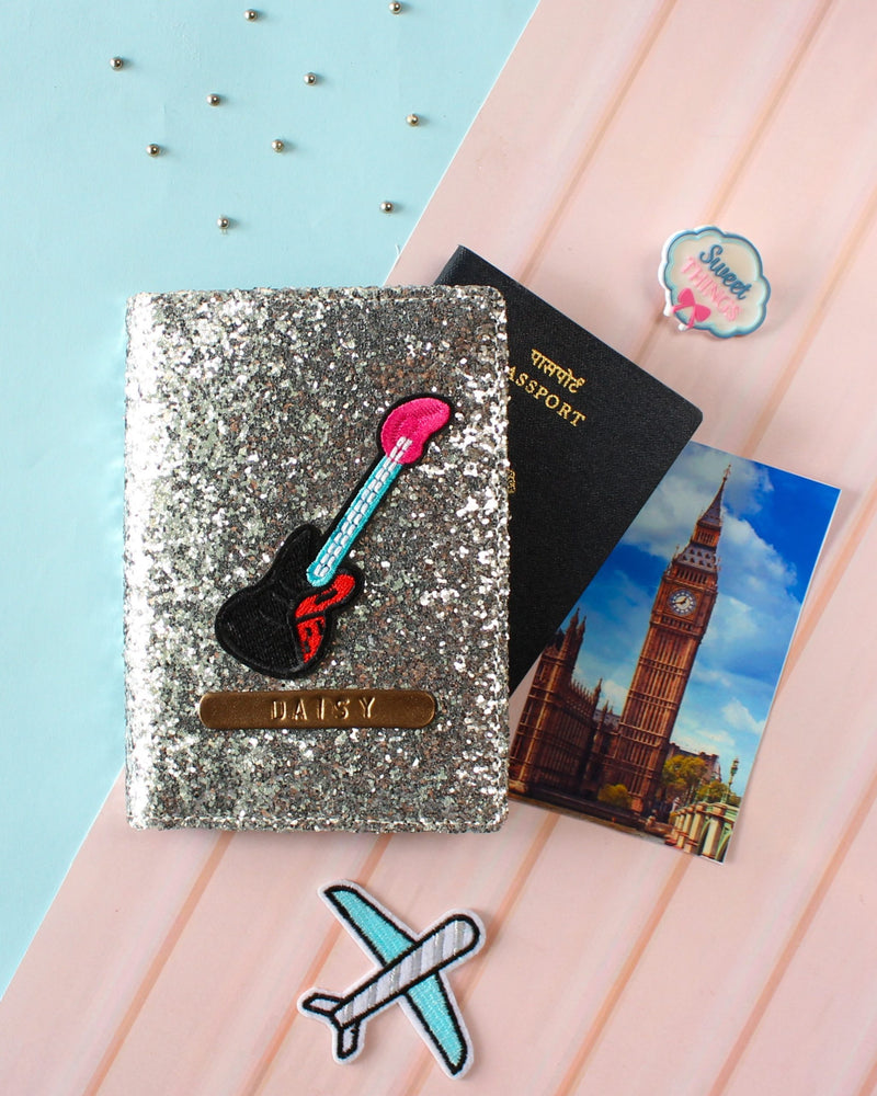 Personalised Silver Glitter Passport Cover