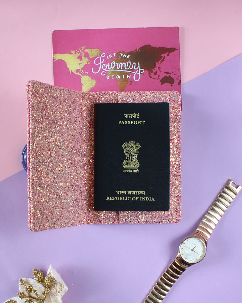 Personalised Dark Pink Glitter Passport Cover